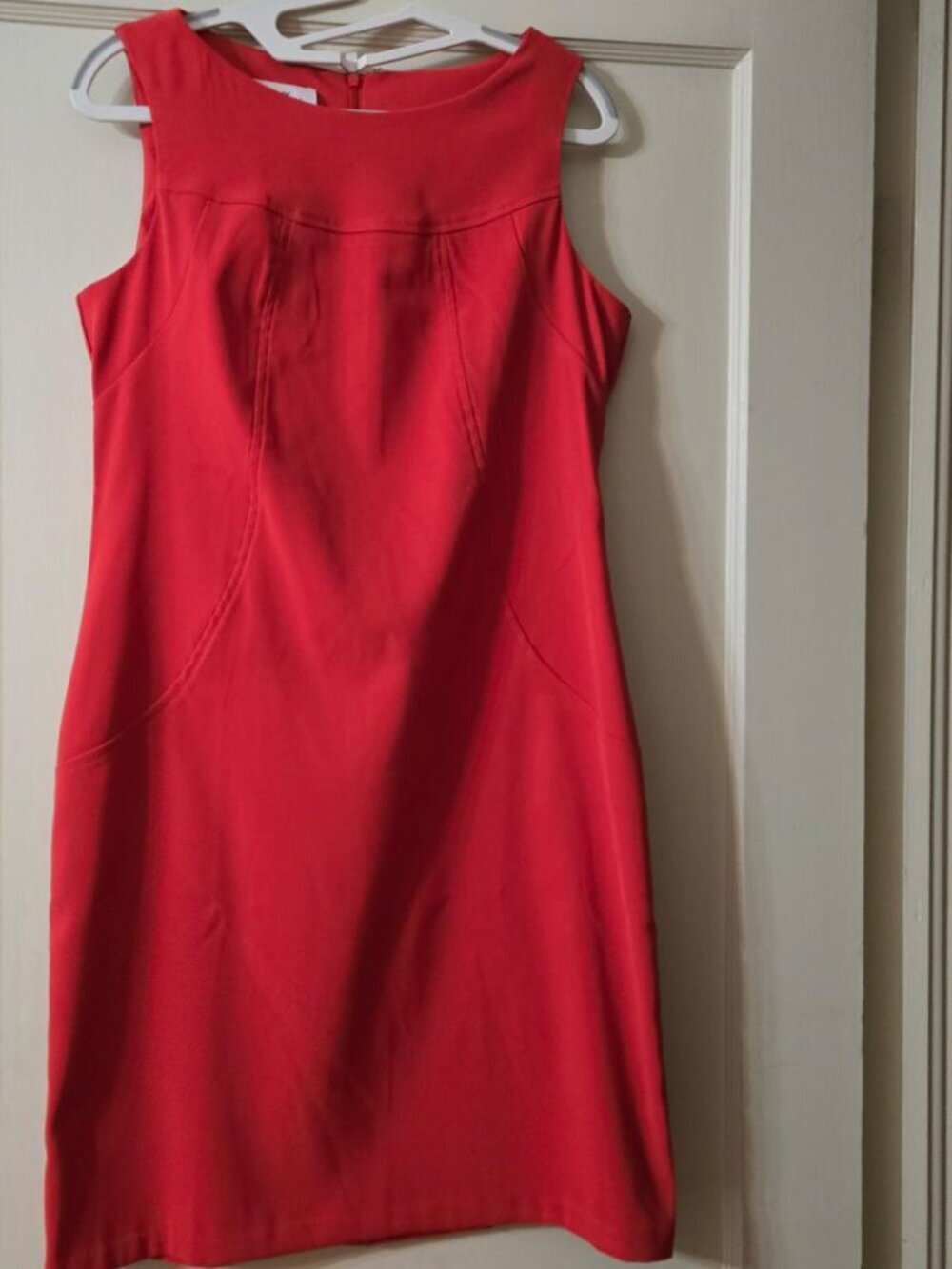 10 ALYX Sleeveless Sheath Stretch Career Formal Dress in Orange red Unlined